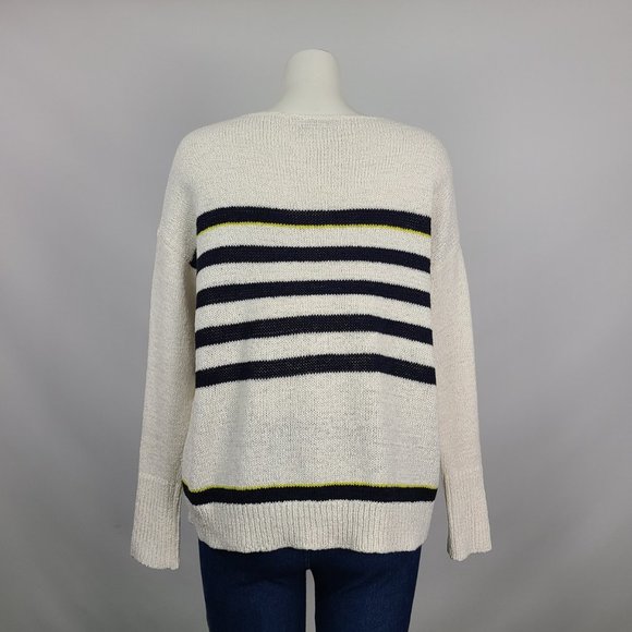 LOFT Cream and Navy Striped Sweater - Picture 6 of 12